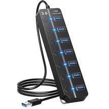 Usb Hub 3.0, 7-Port Usb Hub Splitter With Individual On/Off Switches And Lights, - £16.07 GBP