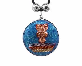 Mia Jewel Shop Copper Owl Charm Tribal Metal Pattern Round Crushed Chip Stone In - $15.83