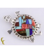 Sterling Silver Alvin Yellowhorse Inlay Turtle Pendant Brooch Lapis, Pea... - $1,835.91 CAD
