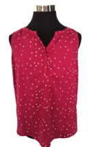 Sonoma Blouse Women&#39;s Size Large Sleeveless Pullover White Pink Floral on Maroon - £8.94 GBP