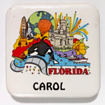 Florida souvenir fridge magnet ceramic tile personalized name CAROL colo... - £7.09 GBP