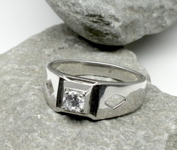 Real Platinum Finish 925 Sterling Silver Ring CZ Studded Platinum Finish - £27.90 GBP