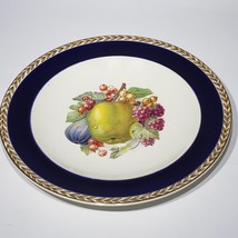 Crown Ducal Apple Berry Rimmed Soup Cereal Bowl Fruit Blue Gold Rim England - $22.95