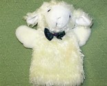 GROVE LAMB HAND PUPPET PLUSH STUFFED ANIMAL 10&quot; WHITE SHEEP WITH GREEN B... - $4.50