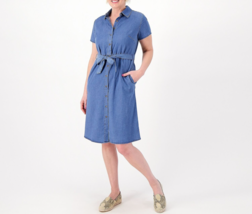 Denim &amp; Co. Lyocell Swing Shirt Dress Medium Wash, Medium - £23.35 GBP