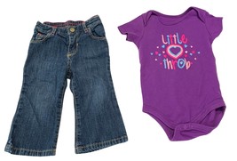 2 Piece Set Purple Bodysuit 1 piece short sleeve Heart Throb Jeans Size ... - $12.18 CAD