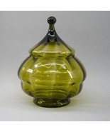 Vintage Empoli Art Glass Circus Tent Blown Glass Olive Green Apothecary Jar - $108.30 CAD