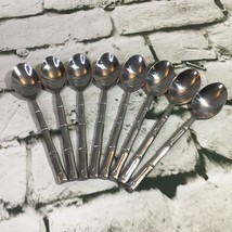 Gibson Nepal Bamboo Pattern Stainless Steel Dinner Spoons Lot Of 8 - $24.74