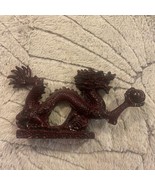 Feng Shui 9&quot; Oriental Dragon Play w/ Ball Rosewood Red Statue Office Hom... - £10.28 GBP
