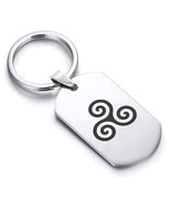Stainless Steel Celtic Spiral Knot Dog Tag Keychain - £8.01 GBP