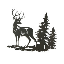 Rustic Brown Laser Cut Metal Deer Wall Hanging 28 Inches Long Buck Stag - $40.79