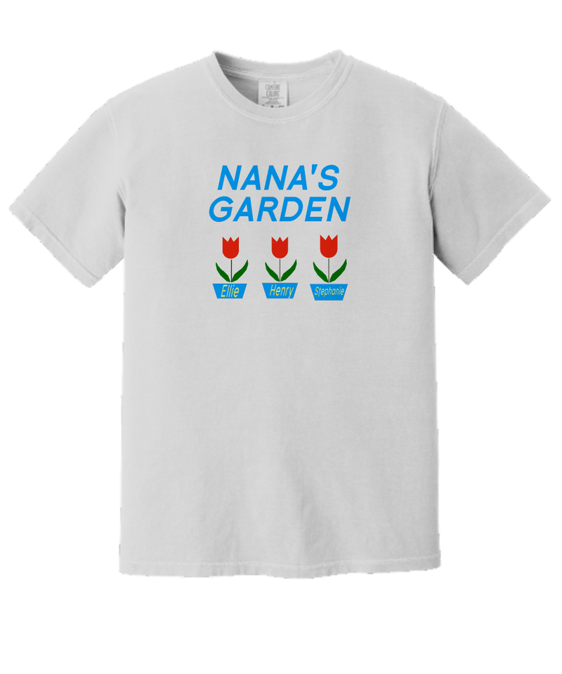 Nana Shirt Grandmas Garden With Grandchildren’s Names Custom Tulip MCM Design