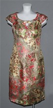 Liz Claiborne Floral Paisley Jacobean Cap Sleeve Zipper Back Sheath Dress Wms 4 - £30.83 GBP