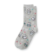 Holiday Novelty Crew Socks Women&#39;s Shoe Size 4-10 Gray Polar Bears 1 Pair - £7.39 GBP