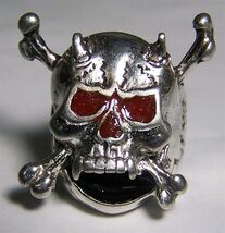 QUALITY RED EYES SKULL X BONES RING #145 jewelry unisex MENS womens BIKE... - $9.45