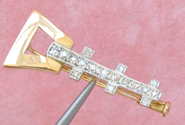 VINTAGE .42ctw DIAMOND 14K BALALAIKA SITAR BASS GUITAR MUSIC PIN BROOCH ... - £657.14 GBP