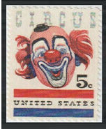 1966 circus clown 5 cents stamp Great 2 any collection Ringling Bros Cir... - £1.48 GBP