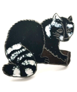 Raccoon Wildlife Lapel Pin Black White Enamel Animal Nature MAFCO - $12.99