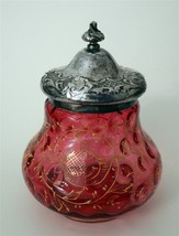 Gorgeous Victorian c1900 Cranberry Dimple Moser Style Candy Jar With S/P... - £71.88 GBP