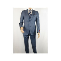 Men Suit BERLUSCONI Turkey 100% Italian Wool Super 180's 3pc Vested #Ber4 Navy image 5