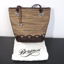 Brighton Brown Leather Woven Braided Leather Shoulder Bucket Bag Purse - £27.97 GBP