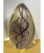 Glass Eye Studio GES  purple swirl  Egg Shaped Paperweight &#39;99 - £30.56 GBP