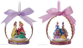 Disney Christmas Glass Ornament Aurora Cinderella Belle Ariel Jasmine Theme Park - £39.87 GBP
