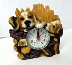 Freestanding Desk Table Miniature Clock w/ Beagle American English Foxho... - $278.66 MXN