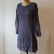 Mikarose Lydia Dress Size S Dusty Blue Crochet Overlay Lace Cotton Lined - £27.33 GBP