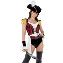 Pirate Costume Ruffled Top Fringe Shoulders Cuffs Hat Playboy Bunny Belt PB119 - £95.09 GBP