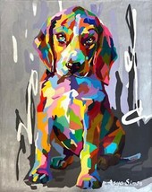 Asya Simon My Best Friend Original Acrylic on Canvas Hand Signed 30x24 Dog - £2,219.47 GBP