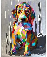 Asya Simon My Best Friend Original Acrylic on Canvas Hand Signed 30x24 Dog - $3,959.66 CAD