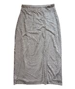 Chicos Eyelet Lace Pull On Maxi Skirt Slit Stretch Boho Geo Beige Sz 1 W... - $19.99