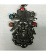 American Indian CHIEF PENDANT with stones and chain - £59.20 GBP