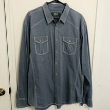 Buckle BKE Shirt Men Size XL Blue Gray Athletic Fit Long Sleeve Metal Bu... - $17.59