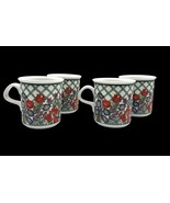 Dansk Mugs Set 4 Nordic Garden Coffee Cups Floral Lattice Multicolor Por... - $48.08 CAD