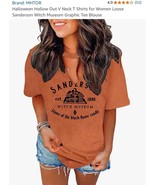Hocus Pocus Shirt Women’s Size Small Orange Sanderson Sisters Peep Neck - $20.20 CAD