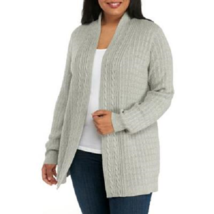 New Kim Rogers Gray Cotton Long Cable Cardigan Size 2 X Women - £29.86 GBP