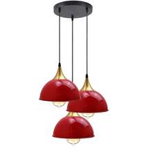 Red 3 Way Vintage Industrial Metal Lampshade Modern Hanging Retro - £48.00 GBP