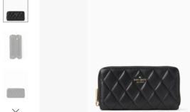 Kate Spade Carey Large Continental Wallet Quilted Leather Black NWT - £93.22 GBP