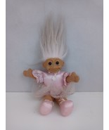 Vintage Russ Berrie Ballerina 7&quot; Plush Troll Doll Lt. Pink Hair Vinyl Fa... - $20.40 CAD