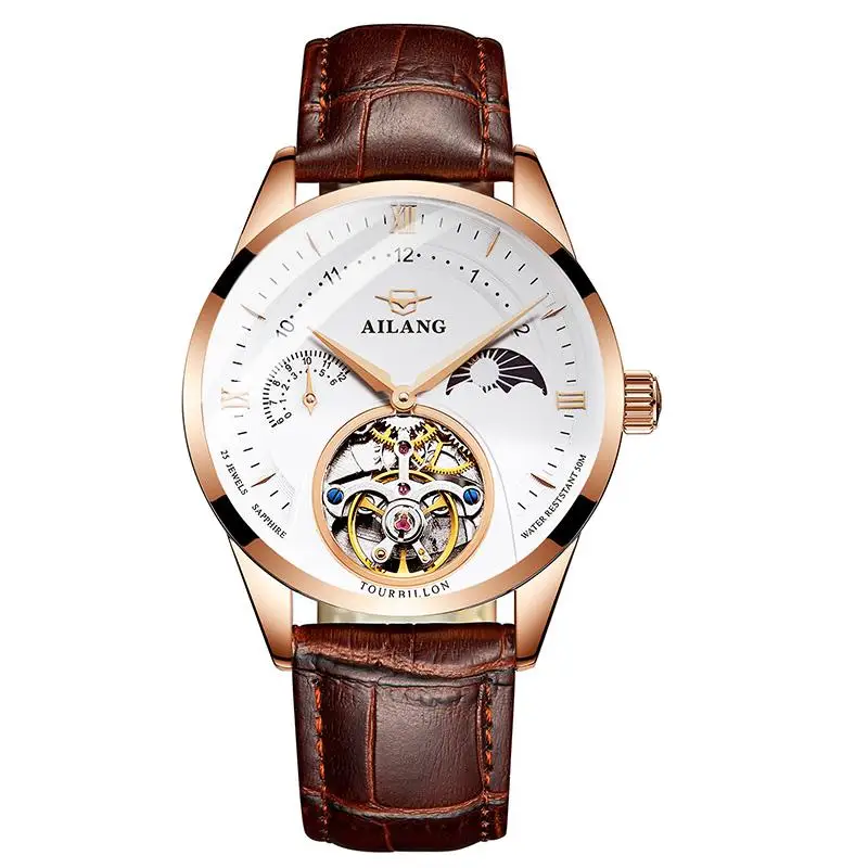 Quality Tourbillon Men's Watch Men Sun And Moon Phase Automatic Diesel Watches M