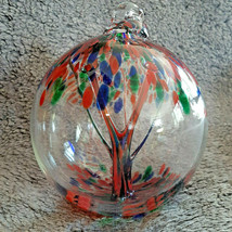 Hanging Glass Ball 6&quot; Diameter &quot;Holiday Tree&quot; Witch Ball (1) #107 - $22.28