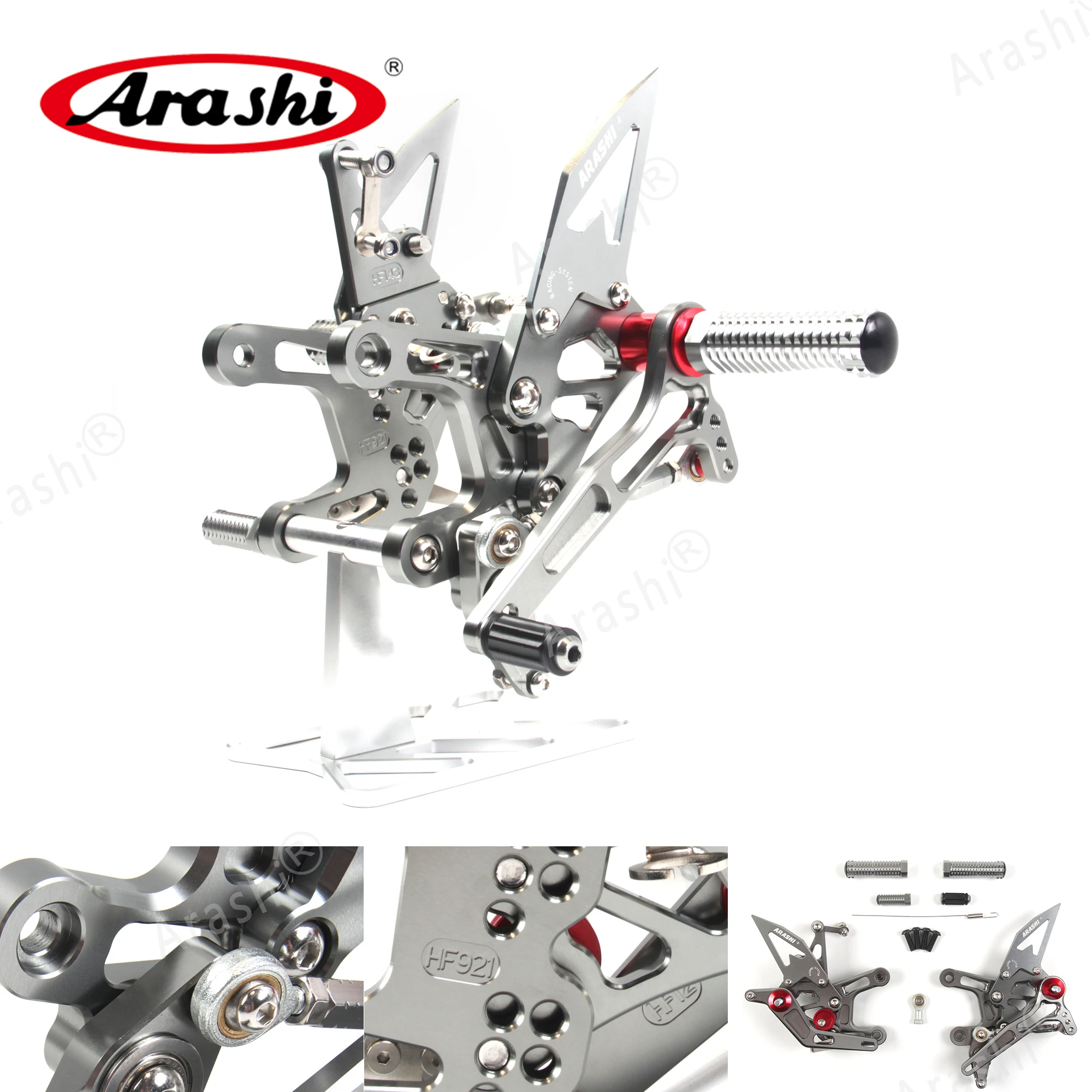 Arashi ZX1000 / ZX10R CNC Adjustable Footrest Foot Pegs Pedals For KAWAS... - £184.73 GBP