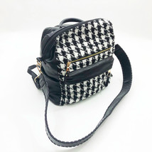 Jen &amp; Co. Black Vegan Leather Black &amp; White Fabric Shoulder &amp; Backpack S... - $59.26