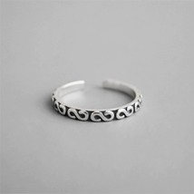 925 Sterling Silver Jewelry Thai Silver S-shaped Pattern Letter Opening Ring - £8.78 GBP