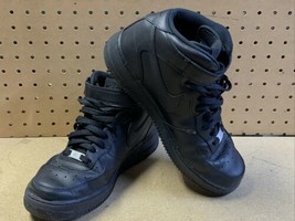 Men Size 9.5 Nike Air Force 1 Mid Triple Black All Leather Orignal CW228... - £53.15 GBP