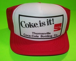 Coca-Cola Baseball Cap Red Hat 1980s Vintage Coke Is It NOS Thomasville Soda - £16.80 GBP
