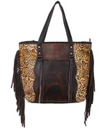 Women's Western Floral Embossed Distressed Leather Tote Purse 18FKH42 - $138.59