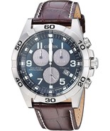 Citizen Men&#39;s Eco-Drive Titanium Quartz Brown Leather Calfskin Strap Cas... - £470.65 GBP